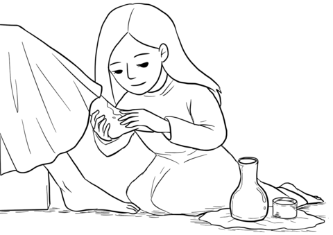 Luke 7 37 38'2 A Sinful Woman Anoints Jesus Coloring Page